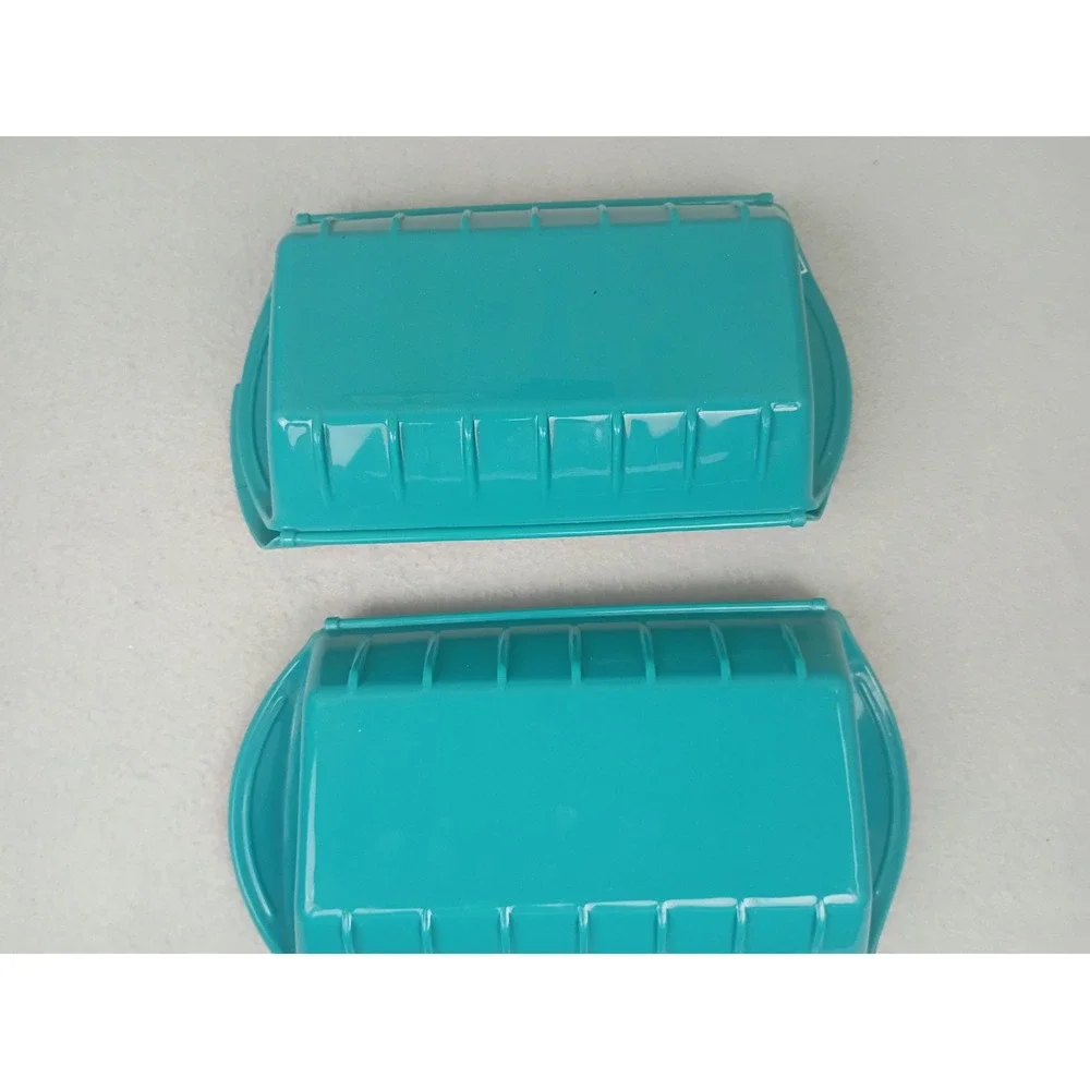 Kitchen HQ Microwave Steamer Set of 2 Teal Blue Winged Lid Steaming Trays